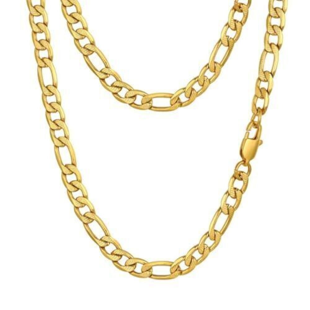 2616 Neck Chain 18K Gold Plated Figaro Necklace Hiphop Rock Hip Hop Jewelry